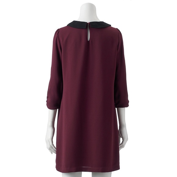 LC Lauren Conrad Embellished Crepe Beaded-Collar Shift Dress Size XS Bow Sleeve - Picture 5 of 11